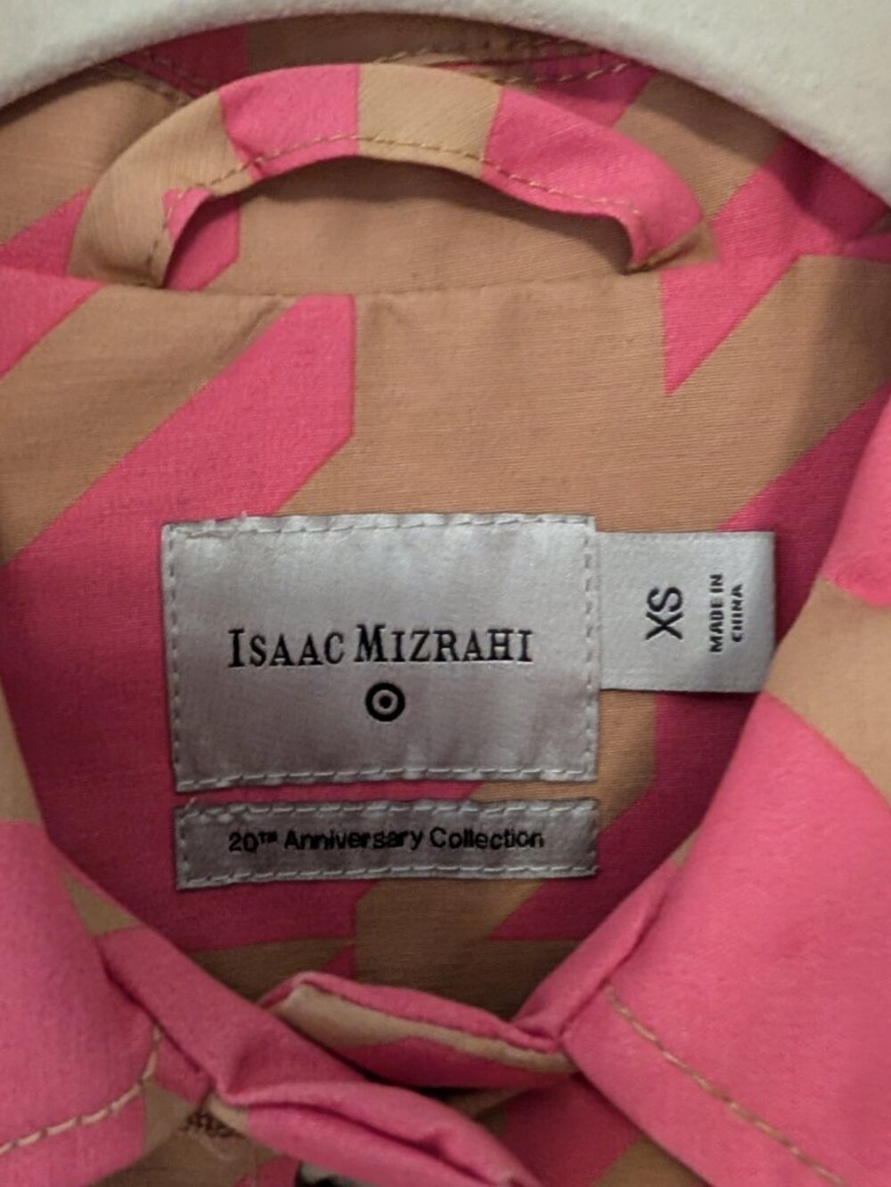 Isaac Mizrahi for Target 20th Anniversary Houndstooth Coat | XS | Pink & Tan - Picture 6 of 8